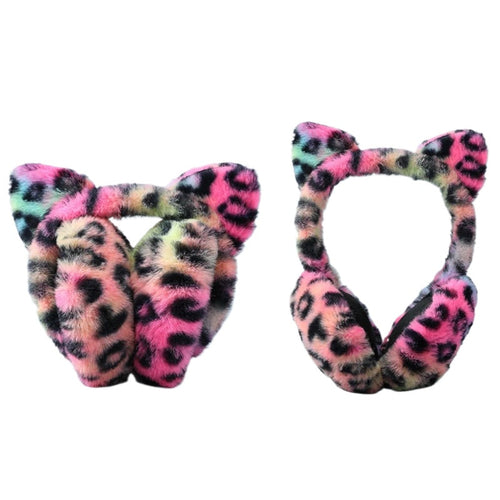 Leopard Print Personality Earmuffs Plush Autumn and Winter Windproof