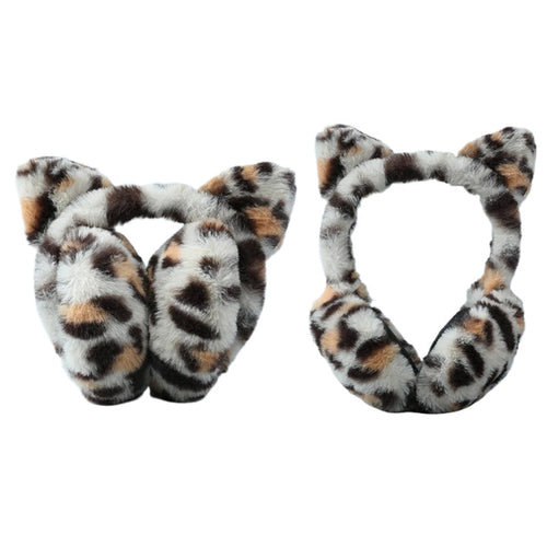 Leopard Print Personality Earmuffs Plush Autumn and Winter Windproof