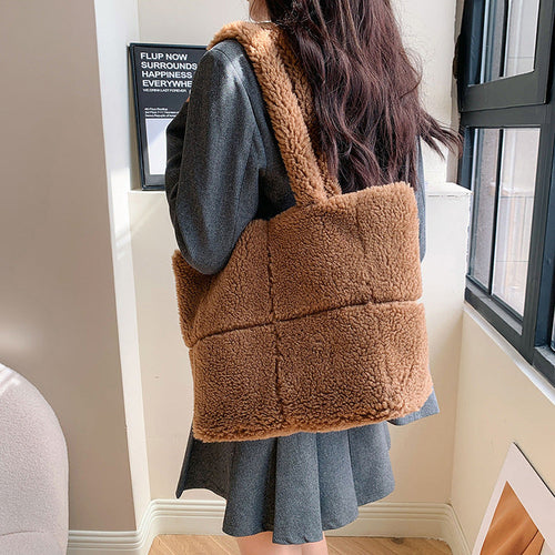 Women's Designer Luxury Plush Bag Winter Fashion Cute Tote Handbags