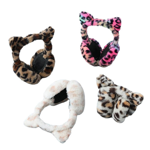 Leopard Print Personality Earmuffs Plush Autumn and Winter Windproof