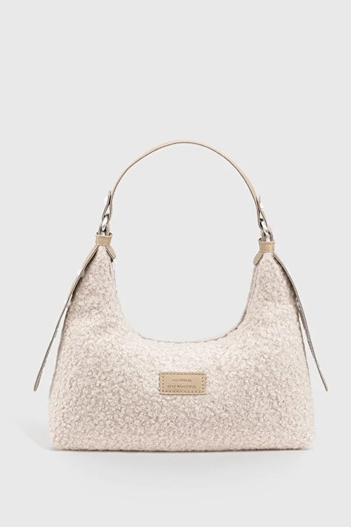 Woven Faux Fur Baguette Shoulder Bag for Women
