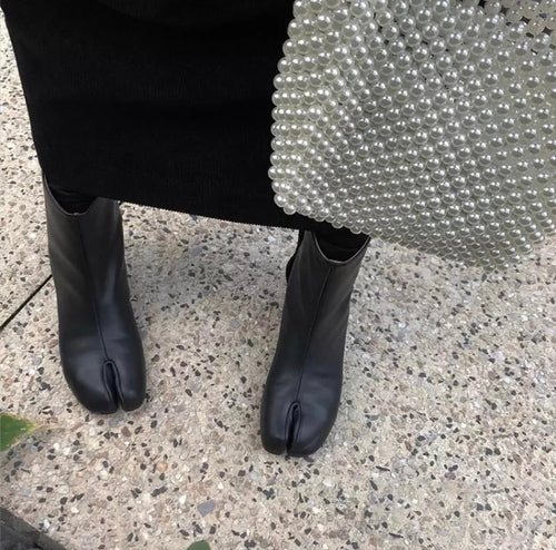 Real leather women tabi split toe ninja ankle boots