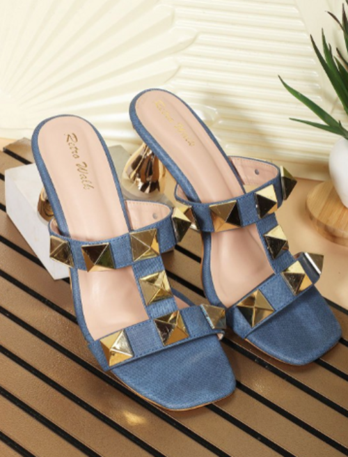 Retro Walk Women Patent Block Heel Sandals(Color-BLUE)(Size-Euro-36)