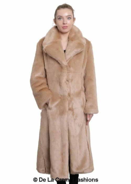 De La Creme - Womens Faux Fur Long Coat