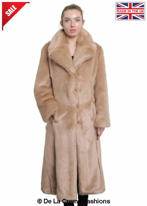 De La Creme - Womens Faux Fur Long Coat