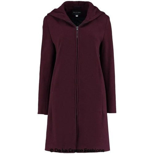 De La Creme - Women's Wool Blend Hooded Zip Coat