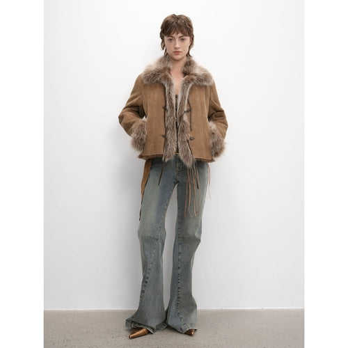 Fireladyfur Women's Shearling Coat - Imported Merino Wool Patchwork