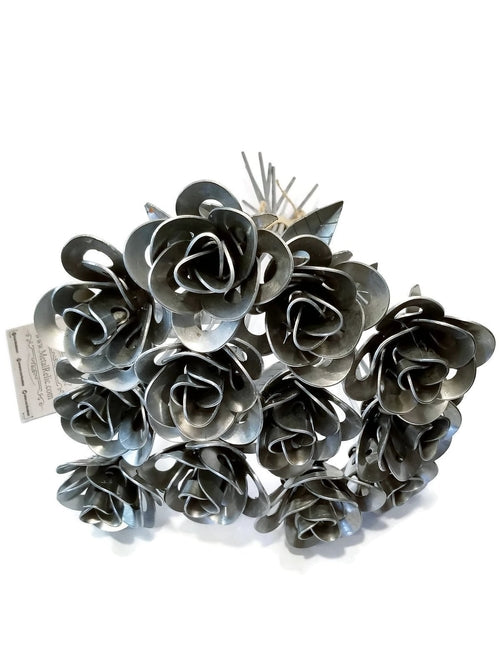 Dozen Immortal Steel Roses – Metal Flower Bouquet