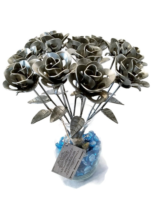 Dozen Immortal Steel Roses – Metal Flower Bouquet