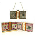 Money Clutch Rhinestone Purse 10000 Dollars chain bag Stack of Cash