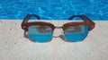 Brazilian Pear Wood Sunglasses, Ice Blue Polarized Lenses
