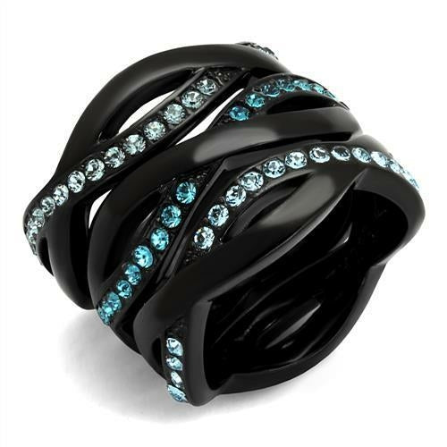TK2492 - IP Black(Ion Plating) Stainless Steel Ring with Top Grade