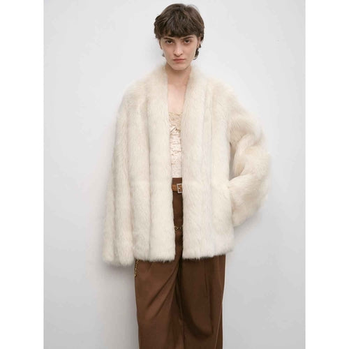 "Winter Love Island" Toscana fur one-piece shearing coat women's long