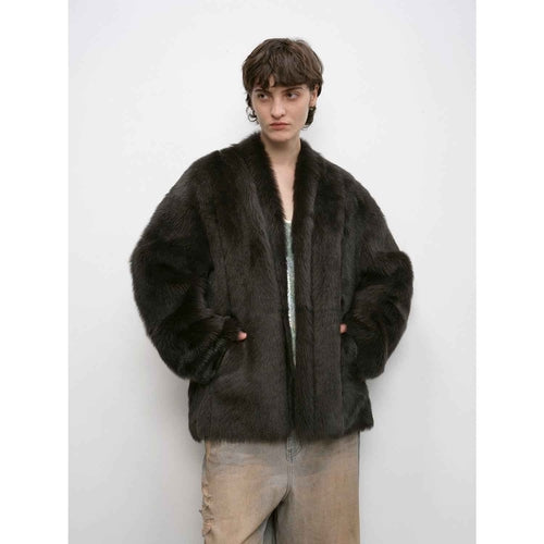 "Winter Love Island" Toscana fur one-piece shearing coat women's long