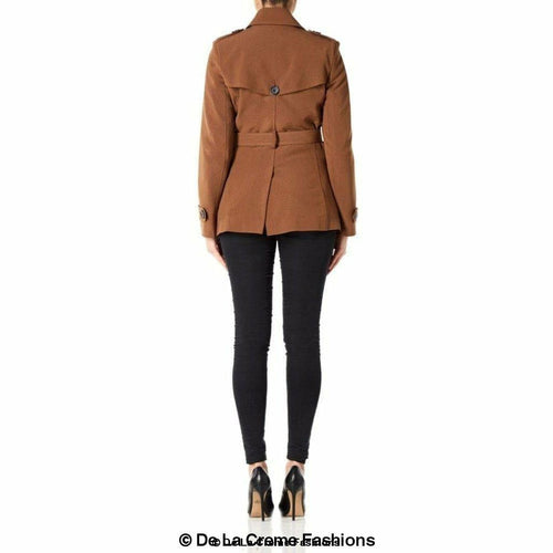 Womens Spring/Summer Double Breasted Short Belted Coat (1710-SP)