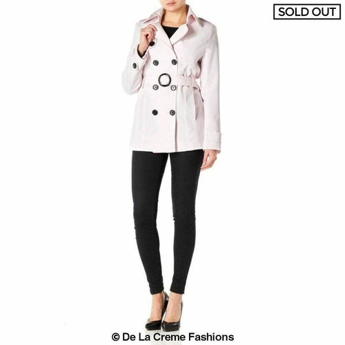 Womens Spring/Summer Double Breasted Short Belted Coat (1710-SP)